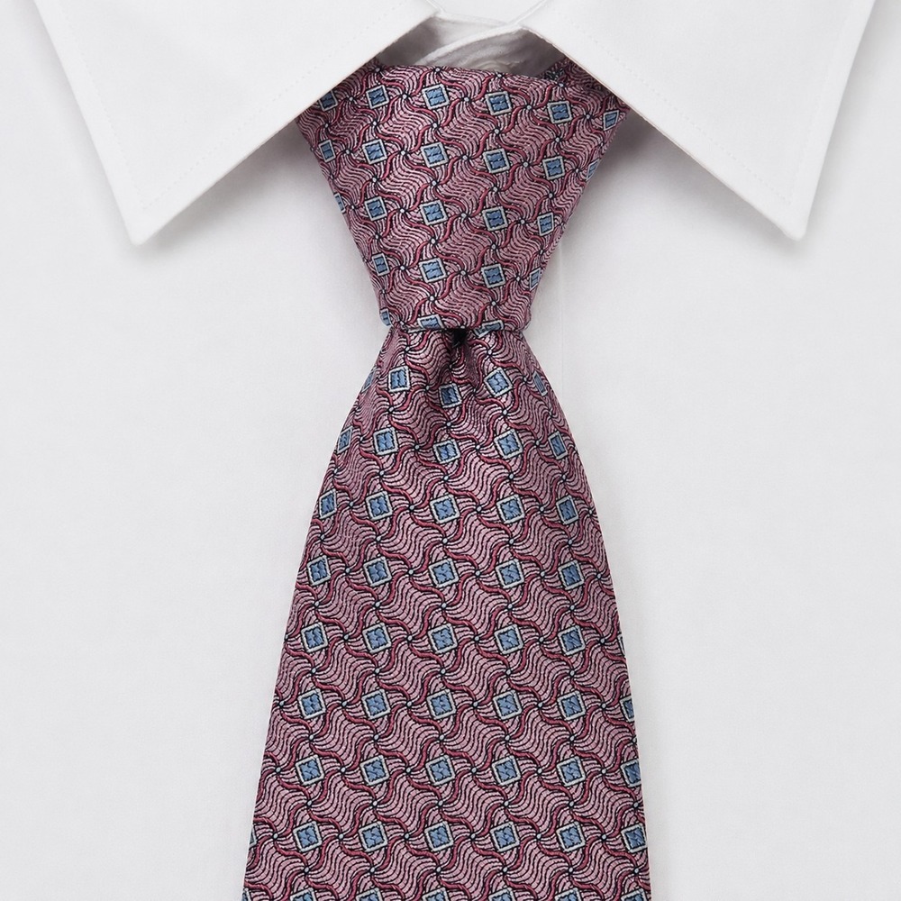 Jos. A. Bank Silk Tie Mens OS Pink Blue Geometric Signature Collection‎ Luxury